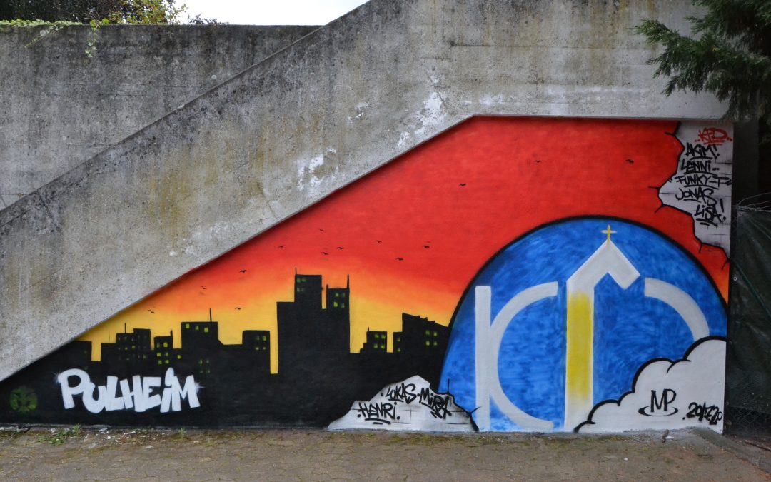 Kunst am Kirchparkplatz: Kinder und Jugendliche sprayen Graffiti