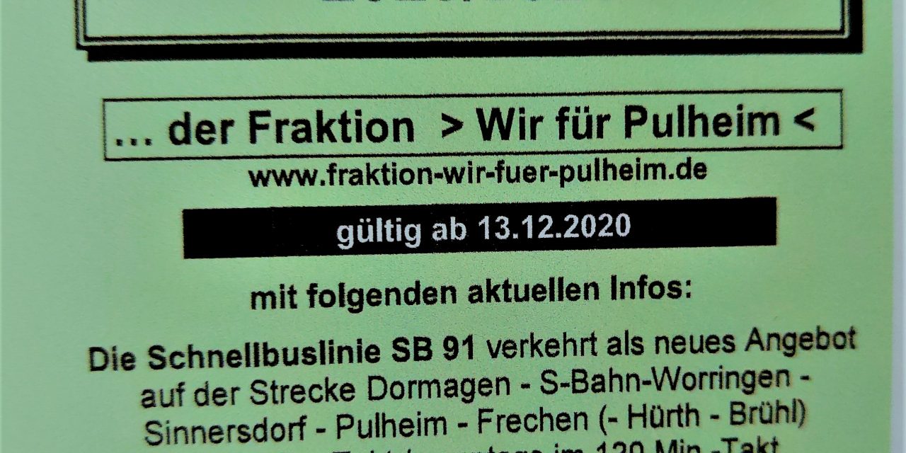Sinnersdorf: Fahrplan 2020/2021 mit neuer Schnellbuslinie