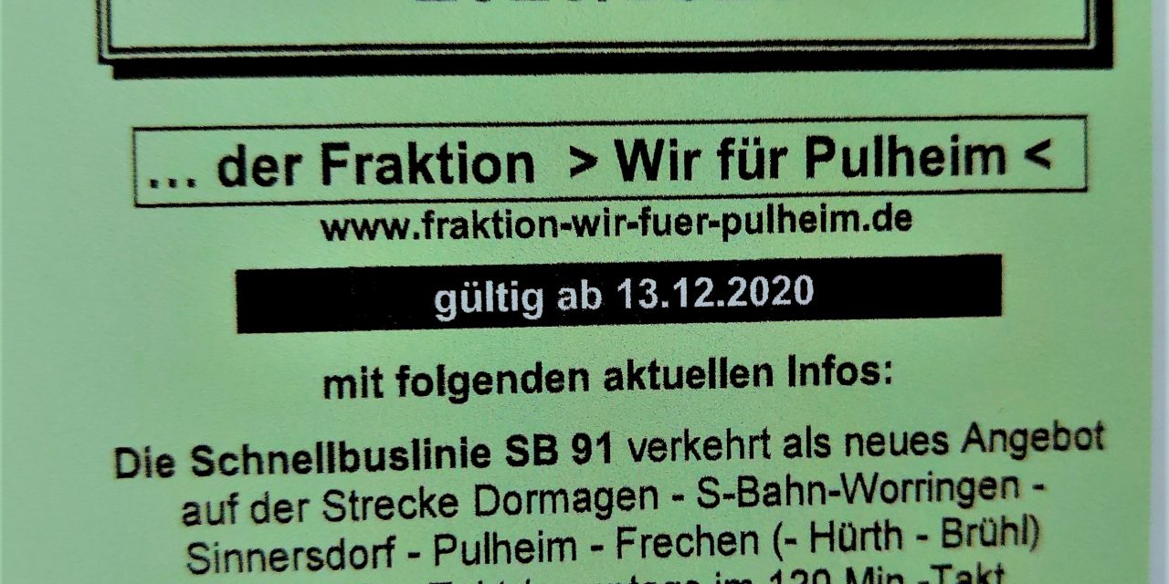 Sinnersdorf: Fahrplan 2020/2021 mit neuer Schnellbuslinie